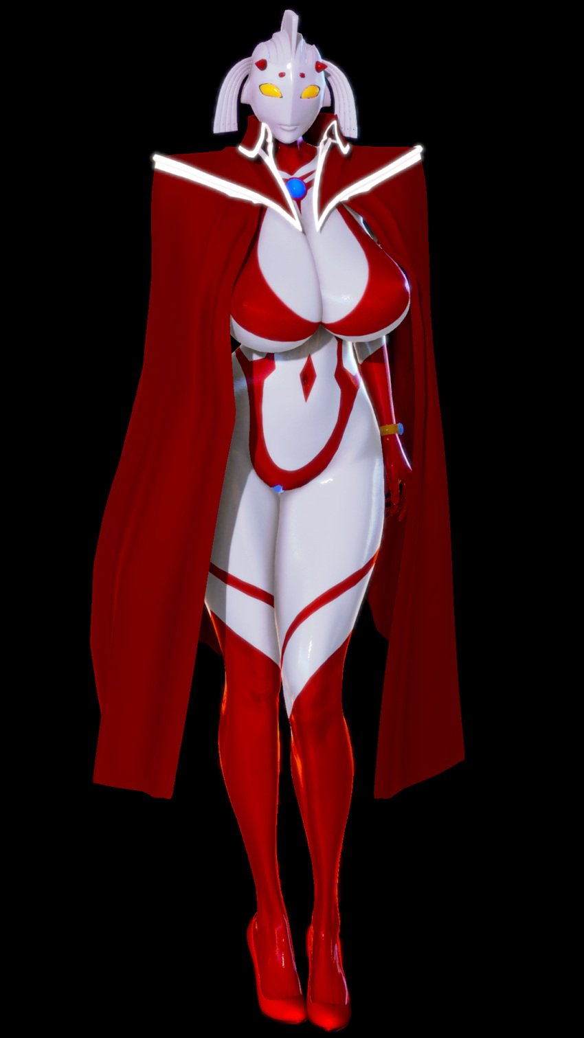 3d 3d_(artwork) artist_request big_breasts breasts cape giantess heroine huge_breasts large_breasts milf mother mother_of_ultra nipple_bulge nipples thick thick_thighs ultraman_(franchise) voluptuous wide_hips