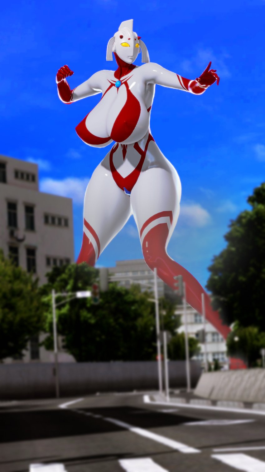 3d 3d_(artwork) artist_request big_breasts breasts fat_ass female giantess heroine high_heels huge_breasts large_breasts milf mother mother_of_ultra nipple_bulge nipples pose posing pussy solo thick thick_ass thick_thighs ultraman_(franchise) voluptuous wide_hips