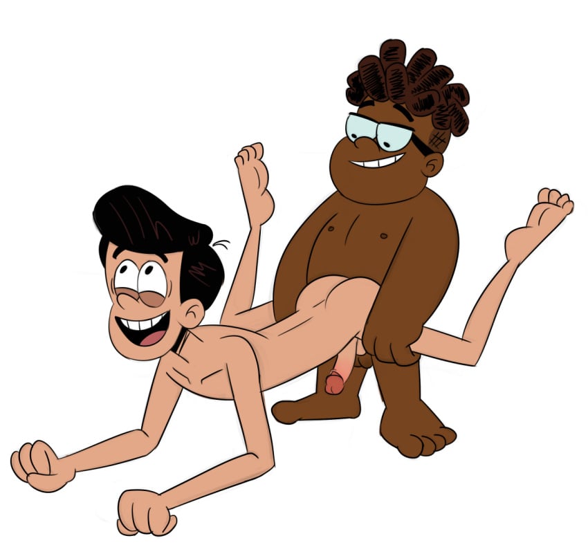 2boys anal anal_sex ass black_hair butt dark-skinned_male dark_skin doggy_style felix_(the_loud_house) gay gay_sex glasses hispanic interracial knullmannen latino male male/male male_only male_penetrating_male melanin miguel_(the_loud_house) naked nude penetration penis pleasure_face sex smile the_loud_house yaoi