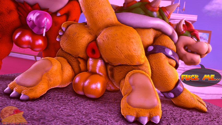 anus bara bowser feet gay koopa male_only mario_(series) moonwulf precum presenting soles source_filmmaker super_mario_bros.