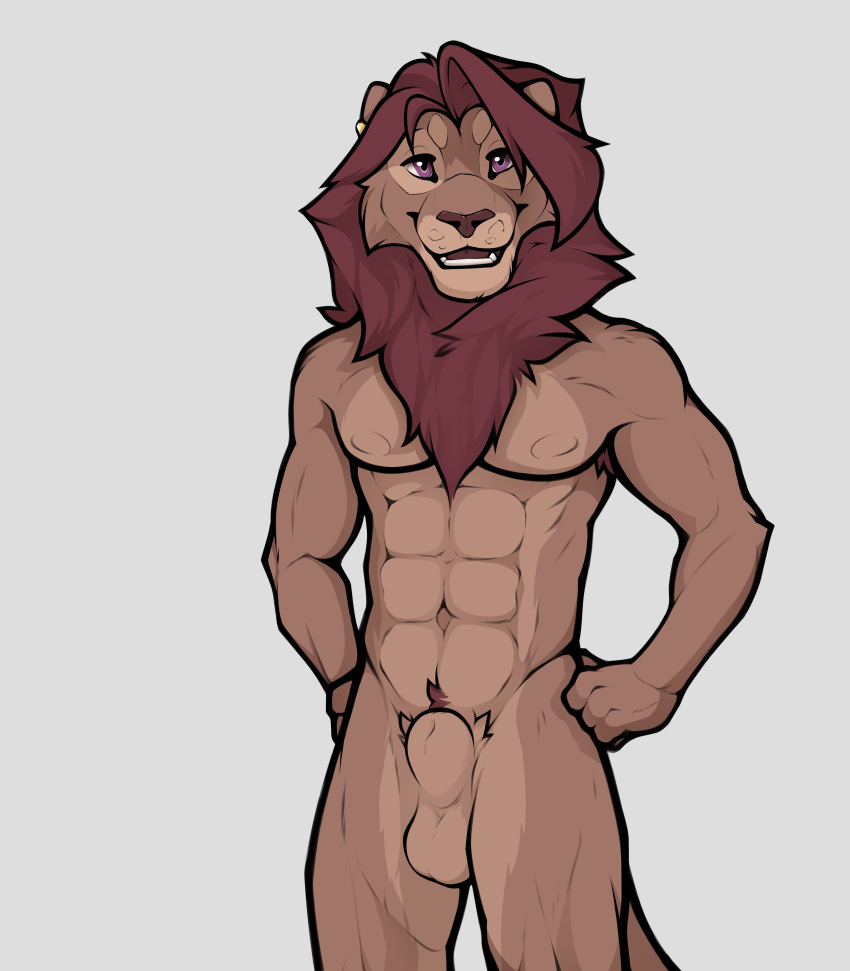 1boy abs absurd_res anatomically_correct anatomically_correct_genitalia animal_genitalia animal_penis anthro balls ballsack biceps body_fur cartoony clyde_(clyde_wolf) clyde_wolf countershading digital_media_(artwork) feline flaccid_penis genitals hi_res leonine lion long_hair_male looking_at_viewer male male_nipples male_only male_pubic_hair mammal mane muscles muscular_anthro muscular_male nude_male open_mouth pantherine pecs penis penis_sheath scrotum simple_background smile smooth_fur solo tail teeth testicles white_background