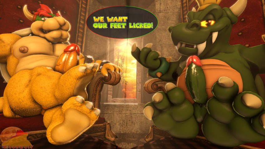 bowser feet foot_focus king_koopa koopa male_only mario_(series) paws soles source_filmmaker super_mario_bros. the_super_mario_bros._super_show!