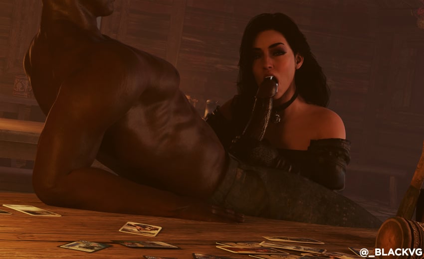 1boy 1girls 3d alternate_costume bar black_hair blowjob blowjob_face cd_projekt_red cheating cheating_girlfriend choker cum_in_mouth dark-skinned_male dark_skin elbow_gloves eyeshadow fellatio female goth gwent interracial leaning_back licking_penis light-skinned_female light_skin lipstick long_hair missed_call muscular muscular_male naked nude nude_male oral oral_insertion oral_penetration oral_sex pale-skinned_female pale_skin penis penis_out petite purple_eyes purple_eyeshadow purple_lipstick seductive_eyes seductive_mouth skellige slim sorceress the_witcher_(series) the_witcher_3:_wild_hunt vein veins veiny_penis village_folk violet_eyes witch yennefer