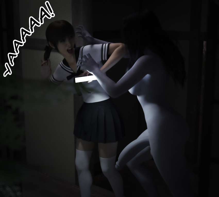 1futa 1girls 3d big_penis breasts comic comic_page daz english_text female futanari ghost ghost_girl hair_over_eyes misuzalha3d monster_girl naked nude nude_futanari onryo pale_skin penis school_uniform self_upload the_onryo_(misuzalha3d) tsukiko_(misuzalha3d)