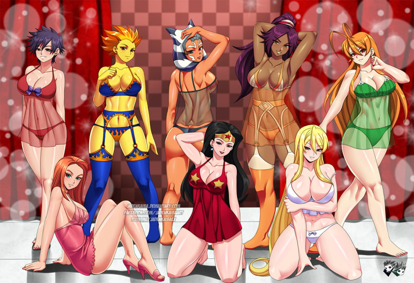 8girls ahsoka_tano alien alien_girl arisawa_tatsuki arm_up armpits ass atom_eve babydoll background big_breasts black_hair black_lingerie bleach blonde_hair blue_clothing blue_lingerie bow bra breasts brown_eyes cleavage clothed clothed_female crossover curtain dark-skinned_female dark_skin dc dc_comics deep_cleavage diana_prince earrings equestria_girls eyes female female_only friendship_is_magic front_view garter_belt garter_straps green_clothing green_eyes green_lingerie happy harem headgear high_heels highschool_of_the_dead horn huge_breasts human humanized humanoid interspecies invincible jadenkaiba kneeling large_breasts light-skinned_female light_skin line_up lingerie lipstick long_hair looking_at_viewer looking_back looking_back_at_viewer marikawa_shizuka multiple_girls my_little_pony nightgown open_eyes open_toe_shoes orange_body orange_clothing orange_hair orange_lingerie orange_skin panties parted_lips piercing pink_clothing pink_lingerie ponytail pose princess purple_hair rear_view red_clothing red_hair red_lingerie red_lipstick rei_miyamoto royalty see-through see-through_clothing shihouin_yoruichi shiny_skin shizuka_marikawa short_hair side_view sleepwear smile spiky_hair spitfire_(mlp) standing star_wars stockings tatsuki_arisawa teddy_(clothing) teeth tentacle tentacle_hair the_clone_wars:_season_seven thighhighs tied_hair togruta underwear violet_hair white_clothing white_lingerie wonder_woman wonder_woman_(series) yellow_body