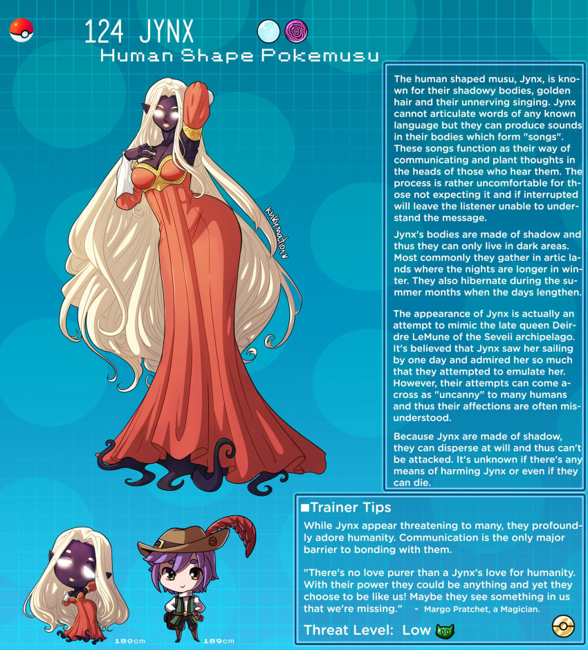 creature_index english_text female_focus glowing_eyes hi_res jynx kinkymation long_dress nintendo page_124 page_number pokémon_(species) pokedex pokemon pokemon-girl_encyclopedia pokemon_(species) pokemorph pokemusu profile tagme text_box very_long_hair