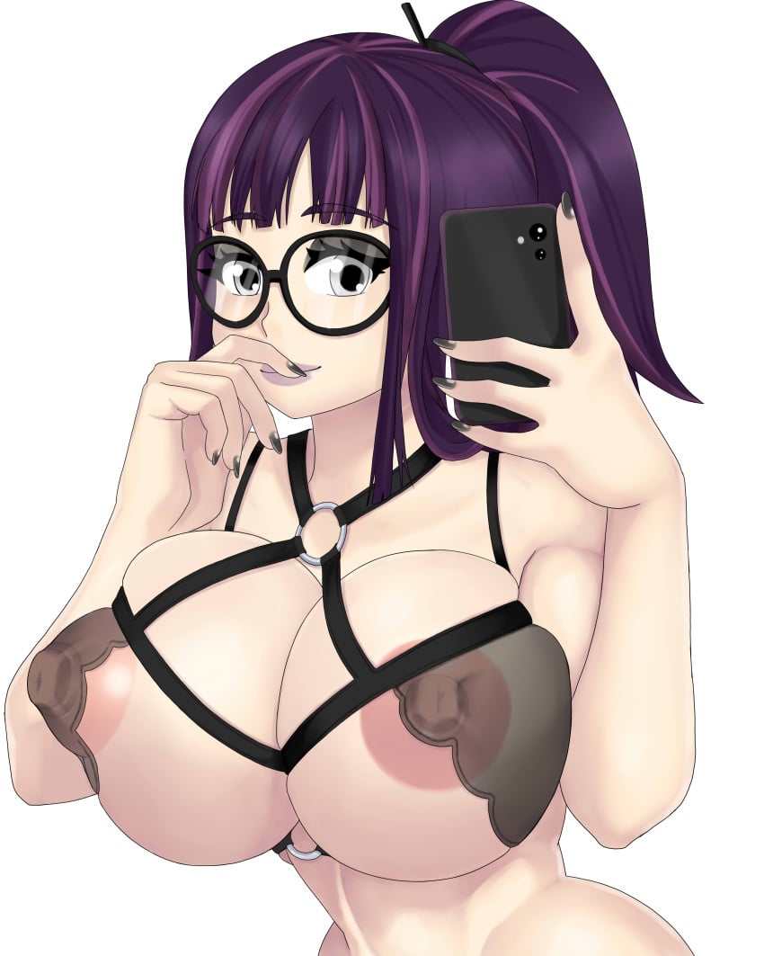 big_breasts big_nipples purple_hair selfie umichan violet_(umichan) vortex00