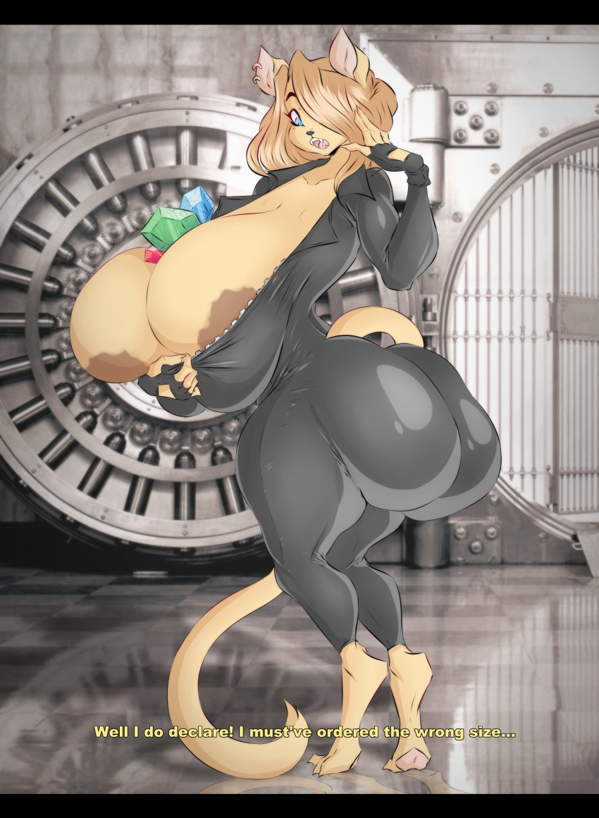 anthro big_ass big_breasts blonde_hair breasts bubble_butt dullvivid feld feline female huge_breasts mammal sally_furbomb tagme yellow_fur yellow_hair