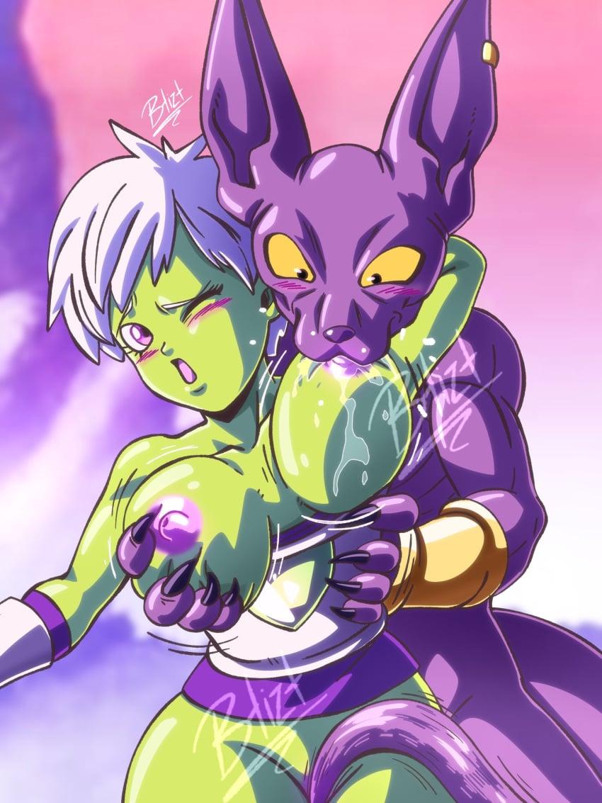 alien alien_humanoid animal_humanoid anthro armor beerus black_eyes black_pupils blush blush_lines bodily_fluids bouncing_breasts breast_grab breast_lick breast_play breast_sucking breasts btizt cat_humanoid cheelai claws claws_out clothed clothing convenient_censorship deity domestic_cat dragon_ball dragon_ball_super dragon_ball_super_super_hero drooling drooling_on_partner drooling_onto_other duo ear_piercing ear_ring egyptian_cat egyptian_god embarrassed embrace excited exposed_breasts eyelashes felid felid_humanoid feline feline_humanoid felis female foreplay fur gauntlets gloves green_body green_skin grope groping_from_behind hair hairless hairless_cat hand_on_breast handwear happy hi_res holding_another holding_breast holding_partner holding_person humanoid imminent_sex interspecies jewelry licking looking_at_another looking_at_partner looking_back looking_down looking_pleasured male male/female mammal mammal_humanoid masturbation mostly_nude muscular muscular_anthro muscular_male nipple_fetish nipple_play nipple_suck nipples on_model one_eye_closed outside outside_sex partially_clothed piercing pink_eyes pink_nipples pupils purple_body purple_fur purple_skin ring_piercing saliva saliva_on_breasts sexual_contact sharp_claws short_hair shy signature simple_background slit_pupils sphynx_(cat) standing sucking tail_fetish tail_masturbation tail_play tongue tongue_out white_hair white_pupils yellow_sclera