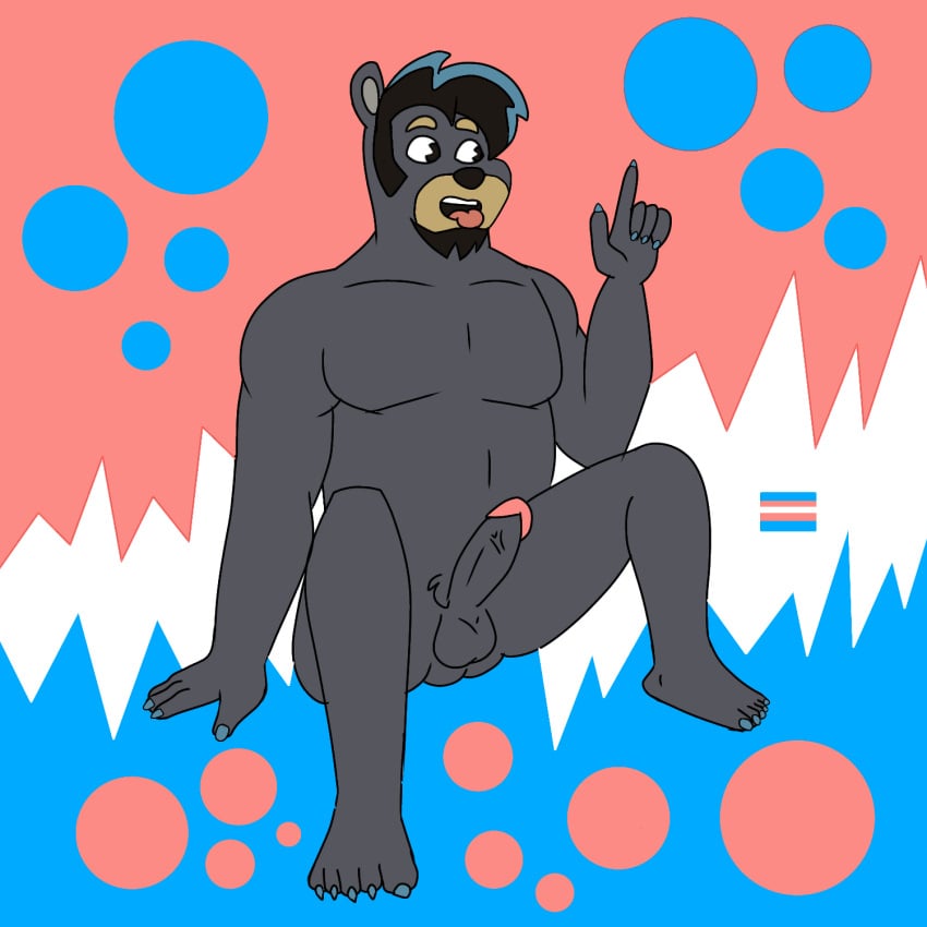 alex_(tonycomics) anonymous_artist anthro black_bear chest_tuft clothing erection feet genitals hair handwear hi_res legwear male mammal moon_bear nail nipples nude penis solo toes tongue tonycomics tuft ursid ursine