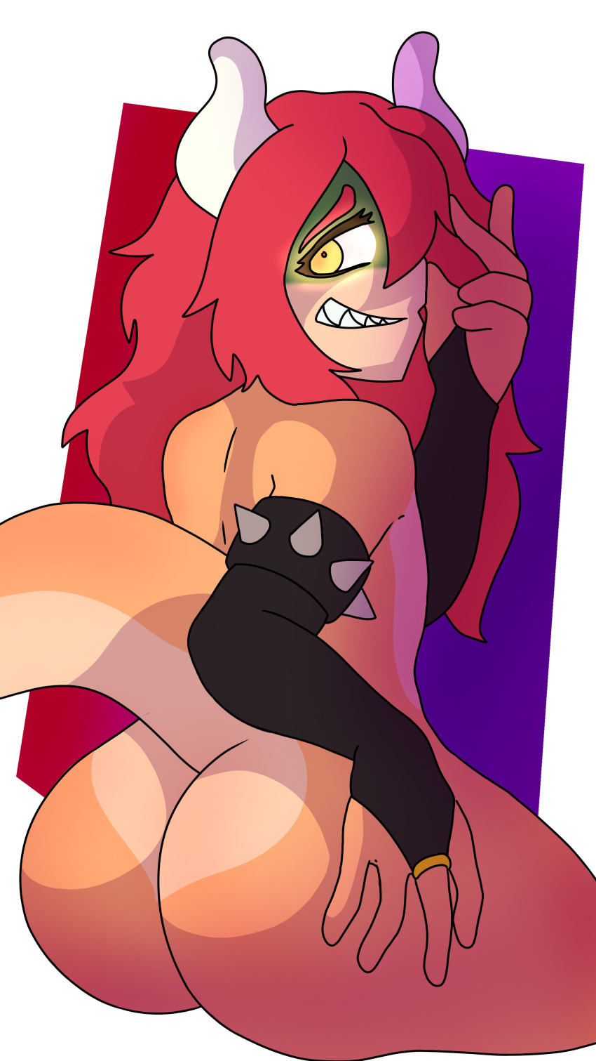 ass big_ass bowser cute_fangs femboy femboy_bowser_(oro97) frederickjdraws male_only mario_(series) red_hair smile tail yellow_eyes