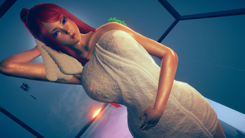 1girls 3d big_breasts female female_only honey_select_2 illusion_soft looking_at_viewer milf mrvectorpath naruto naruto_shippuden red_hair s solo tagme towel uzumaki_kushina
