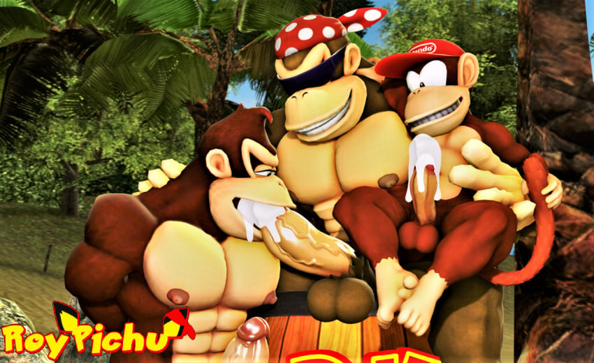 3d_(artwork) abs anthro anthro_on_anthro anthro_penetrated anthro_penetrating anthro_penetrating_anthro anthrofied balls ballsack bara blowjob boner bottomless bottomless_male completely_nude completely_nude_male cum cum_in_mouth cum_inside cumshot diddy_kong donkey_kong donkey_kong_(series) dr.ivopingasnik erect_nipples erect_penis erection funky_kong gay gay_sex humanoid humanoid_genitalia humanoid_penis looking_at_partner male male/male male_only male_penetrated male_penetrating male_penetrating_male muscular muscular_anthro muscular_male nipples nude nude_male oral oral_penetration oral_sex orgasm pecs pectorals penetration penis penis_out sfm source_filmmaker veiny veiny_penis yaoi