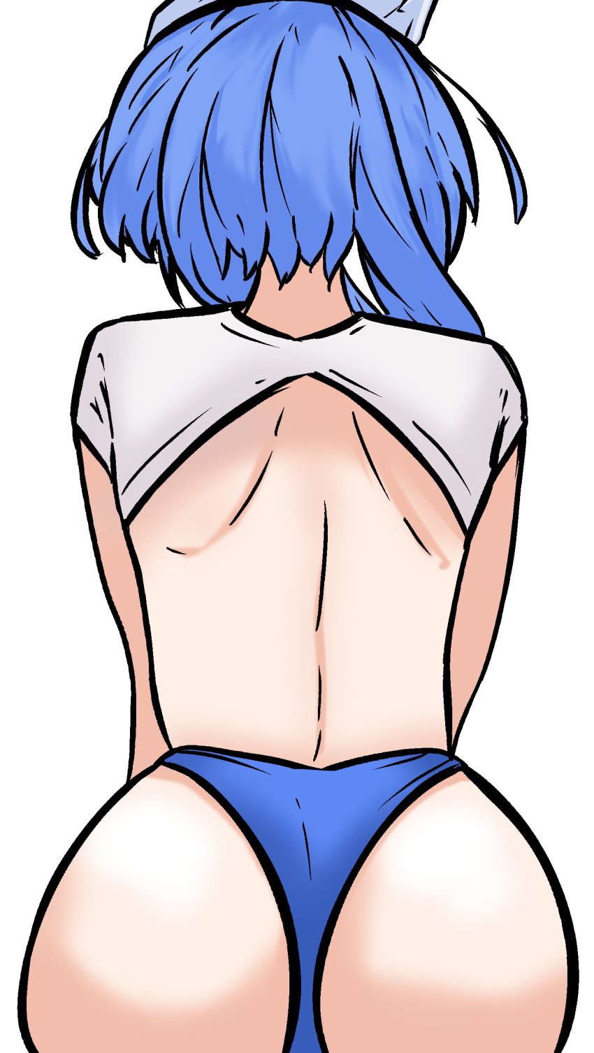 1girls ass ass_focus back back_view bare_back big_ass blue_hair blue_panties female female_only fire_emblem fire_emblem_heroes hosheezus nifl_(fire_emblem) nifl_(summer)_(fire_emblem) nintendo panties shirt shirt_lift short_hair solo tavi_(hosheezus) underwear