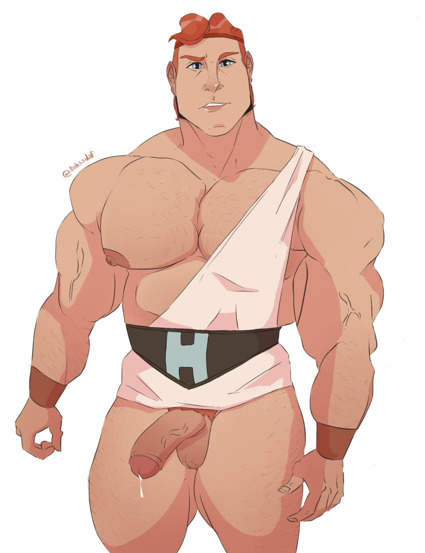 1boy fabssdaf hercules_(character) hercules_(disney) male male_focus male_only muscular muscular_male precum precum_drip