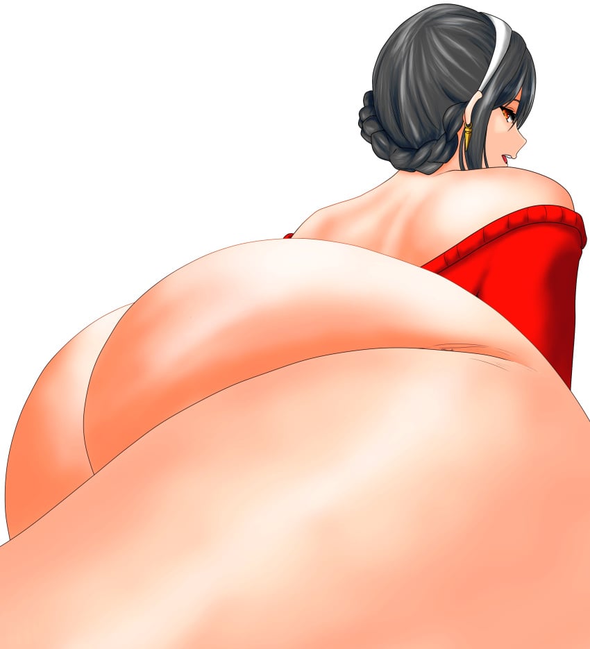 1girls ass big_ass big_butt black_hair bottom_heavy bottomless bubble_ass bubble_butt butt dat_ass earrings fat_ass female female_only hi_res highres huge_ass huge_butt kilroylw large_ass looking_back solo solo_female spy_x_family thick thick_ass thick_thighs voluptuous white_background wide_hips yor_briar yor_forger