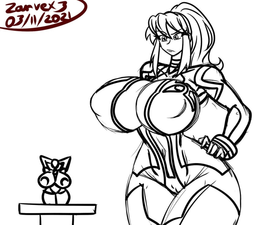 animated armpits bimbo bimbofication brainwashing breast_expansion breasts corruption drool femsub happy_trance hi_res kaa_eyes massive_breasts metroid mind_control monochrome nintendo ponytail samus_aran slideshow statue sweat tattoo thick_thighs tongue_out transformation wide_hips zarvex3