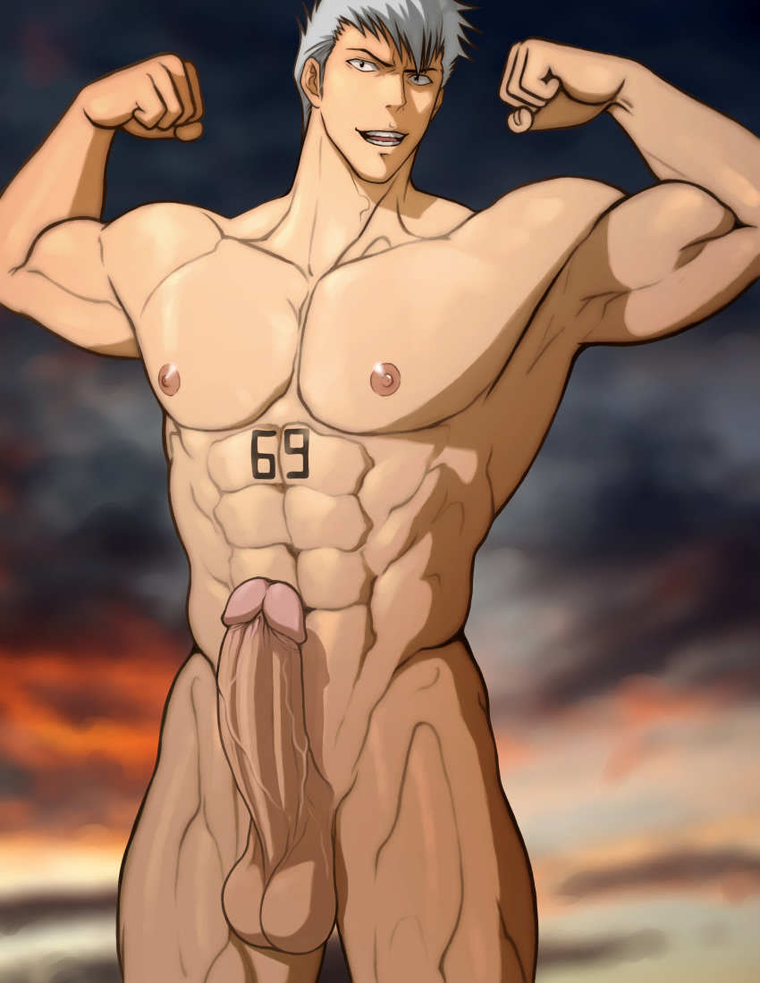 69_(number) balls bara big_balls big_penis bleach boner erection flexing gay hydaria male male_only muguruma_kensei muscles muscular penis proud_of_his_cock solo solo_male