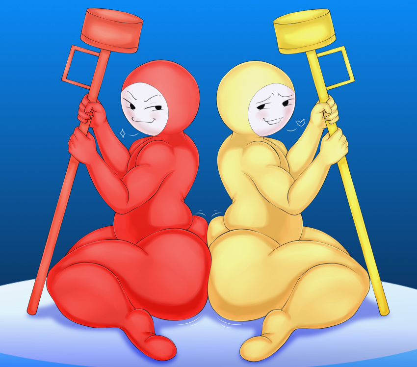 2boys ass_to_ass big_ass big_butt big_thighs bouncy_road butt_squish butt_touch gay male male_only male_shortstack peekleek rhythm_heaven rhythm_tengoku short_stack shortstack skin_tight skin_tight_suit skintight skintight_bodysuit