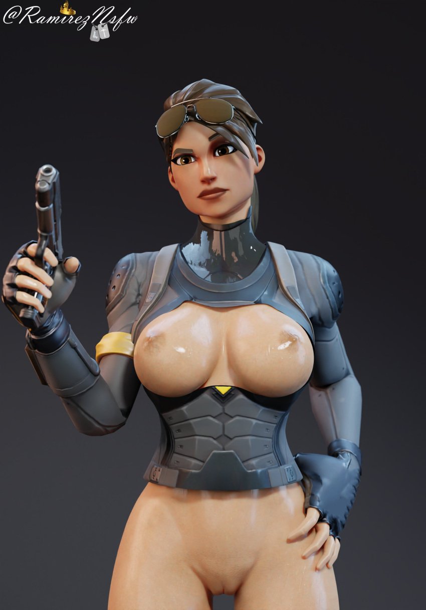 bottomless elite_agent exposed_breasts fortnite pistol pussy ramireznsfw shaved_pussy tagme