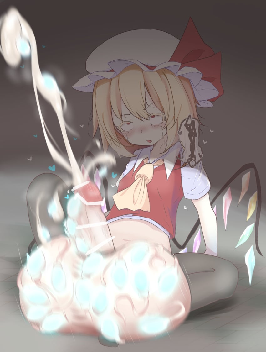 1futa 2020 ahe_gao balls bar_censor blonde_hair blush bottomless breasts censored clothed clothing cum ejaculation flandre_scarlet futa_only futanari gigantic_testicles glowing glowing_cum hands-free handsfree_ejaculation hat huge_cock humanoid humanoid_penis hyper_sperm imminent_orgasm light-skinned_futanari light_skin magic masturbation medium_hair orgasm oversized_balls partially_clothed penis rolling_eyes shoupon solo sperm_expansion spread_legs testicular_bulge thighhighs touhou wings