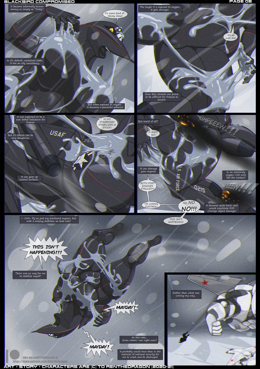 aeromorph aircraft big_breasts bondage comic immobilization living_aircraft living_machine mig-29 no_humans renthedragon shandra_(renthedragon) snow sr-71 sr-71_blackbird text thick_thighs thunder_thighs