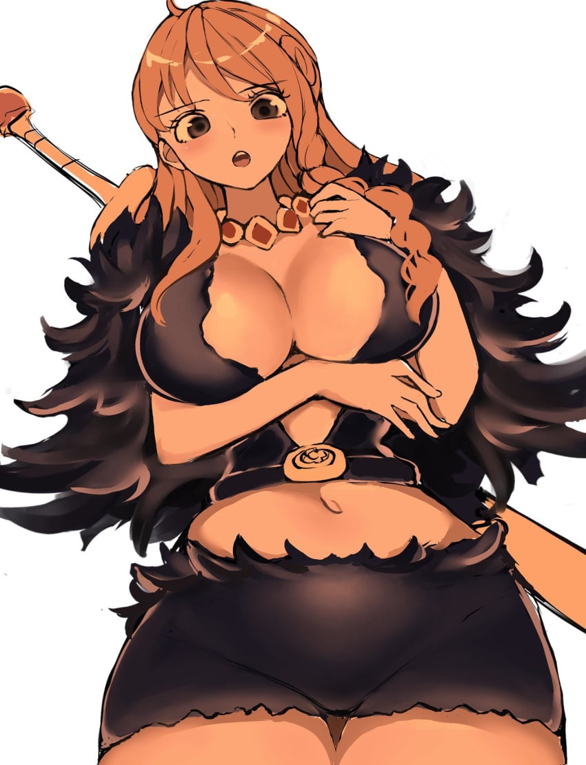 1girls bare_arms bare_legs bare_thighs big_breasts blush clothed clothing color female female_focus female_only hi_res kasumi6 large_breasts light-skinned_female light_skin long_hair looking_at_viewer nami nami_(one_piece) one_piece one_piece_arc_elbaf orange_eyes orange_hair shounen_jump solo solo_female tagme thick_thighs