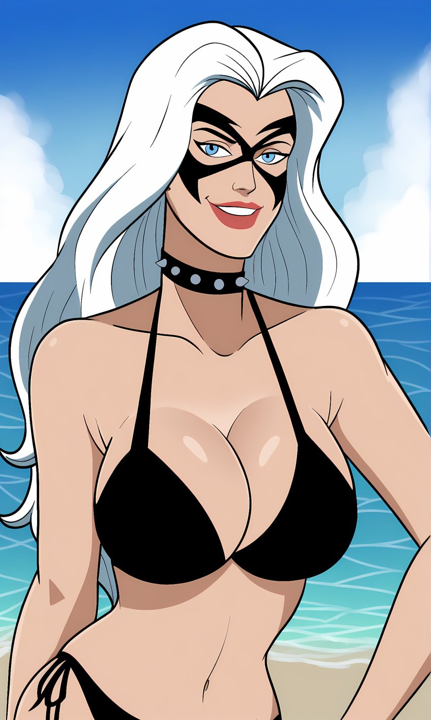 1girls ai_generated black_cat_(marvel) blue_eyes bonnieaiart breasts deviantart deviantart_link felicia_hardy female female_only light-skinned_female light_skin looking_at_viewer marvel marvel_comics nai_diffusion solo spider-man_(series) stable_diffusion tagme white_hair