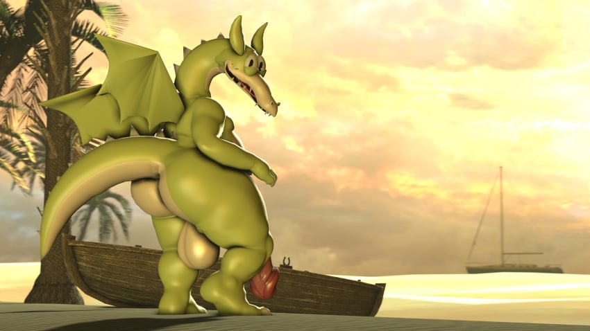 16:9 2024 3d 3d_(artwork) aceydrgn anthro anthrofied ass back_wings balls beach big_balls big_butt big_penis biped boat countershading cuphead_(game) digital_media_(artwork) dragon genitals green_body grim_matchstick hi_res huge_balls huge_cock humanoid_genitalia humanoid_penis looking_at_viewer looking_back looking_back_at_viewer male male_anthro mythological_creature mythological_scalie mythology nude nude_anthro nude_male outside penis plant rear_view sand scalie sea solo solo_male source_filmmaker_(artwork) standing tail tan_body tan_countershading thick_thighs tree vehicle water watercraft wide_hips widescreen wings