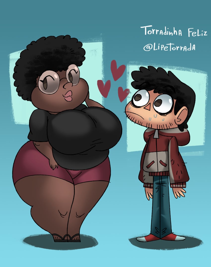 adria_clemente_da_silva bbw big_breasts black_skin chibi cute dark_skin fat glasses lipetorrada's_girlfriend shy_male torradinhafeliz