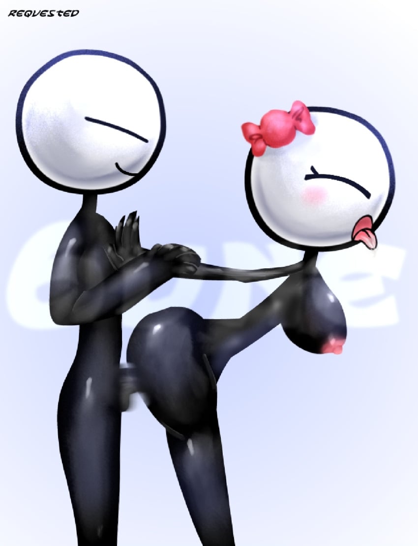 1boy 1girls 6une ahe_gao bowtie breasts fucked_from_behind request stick_figure stickman zolagirl_(zolaman) zolaman_(character) zolaman_(franchise) 졸라맨