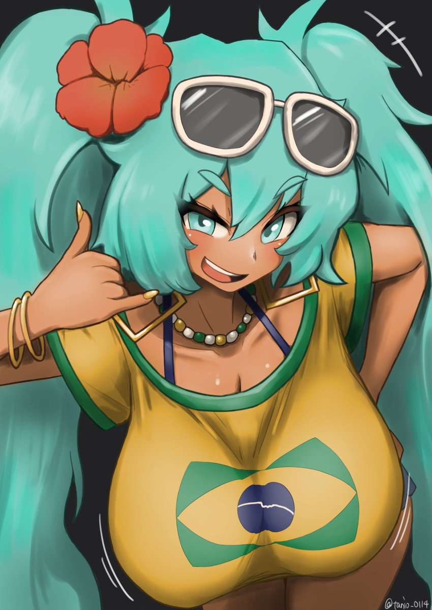 1girls artist_request ass big_ass big_breasts big_thighs brazil brazilian brazilian_female brazilian_miku breasts butt cyan_eyes cyan_hair female female_only gigantic_breasts hatsune_miku huge_ass huge_breasts huge_thighs latin_american_hatsune_miku_(meme) long_hair looking_at_viewer shirt shorts solo tagme tan tan_body thick_hips thick_thighs thighs thong twintails vocaloid yellow_shirt