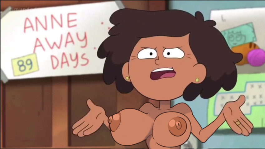 1girls amphibia big_breasts brown_hair disney disney_channel edit mrs._boonchuy oum_boonchuy solo solo_female