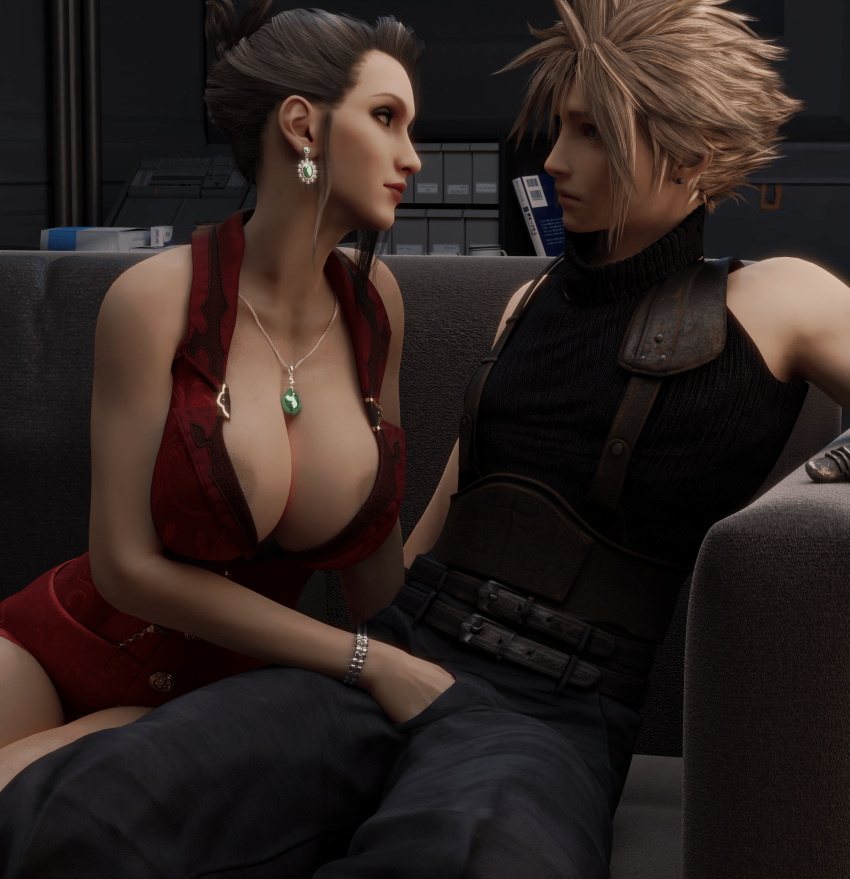 3d clothed clothing cloud_strife femdom final_fantasy_vii greese scarlet_(ffvii)