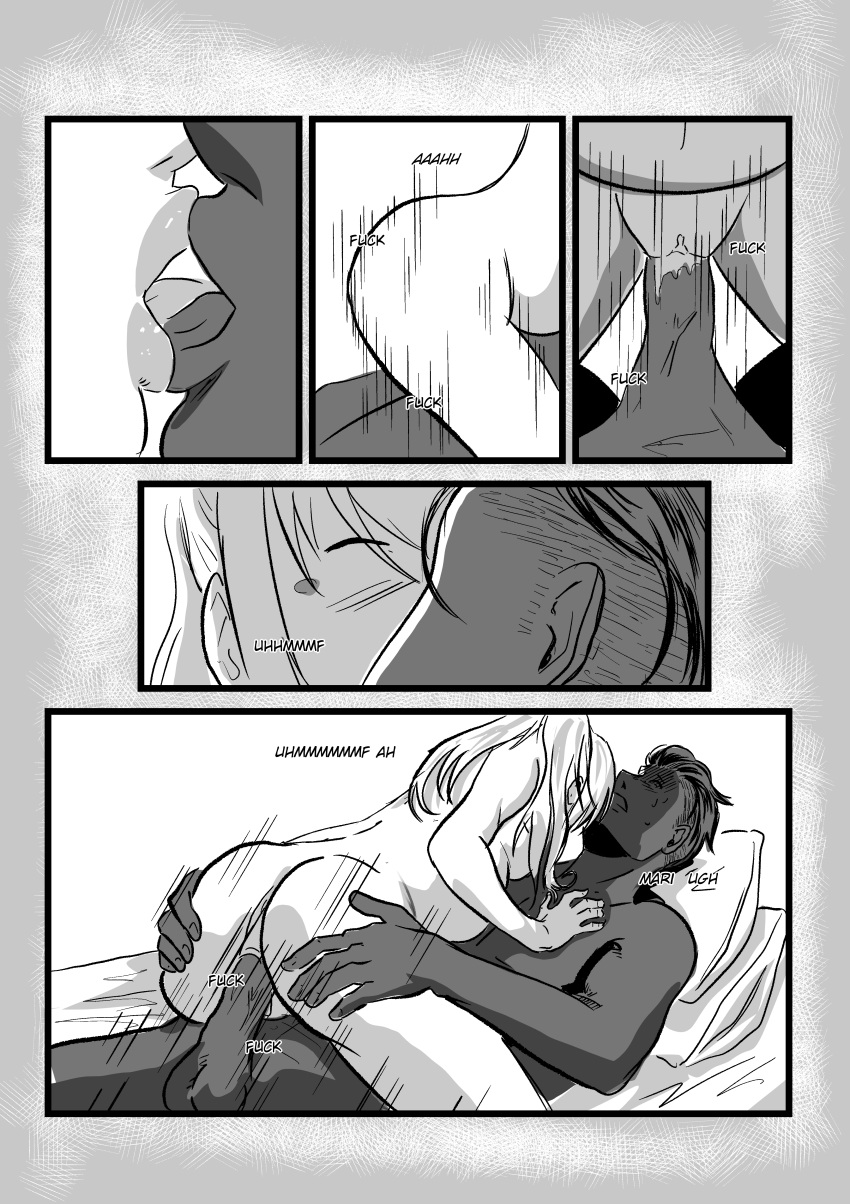 1girls absurdres black_and_white black_hair blonde_hair blood_bond blush colored_skin comic comic_page cowgirl_position dark-skinned_male dark_hair dark_skin dress female french_kiss fringe greek_mythology happy highres interracial kissing manga manga_page mari_vill moan moaning monstershake muscular muscular_male naked_female naked_male nude nude_female nude_male penetration penis petite pleasure_face ponytail pregnant romantic sex speed_lines straddling testicles titan_(greek_mythology) tongue_in_mouth tongue_kiss topless topless_male typhon typhon_(blood_bond) typhon_titan vaginal_insertion vaginal_penetration white_hair white_skin white_skinned_female