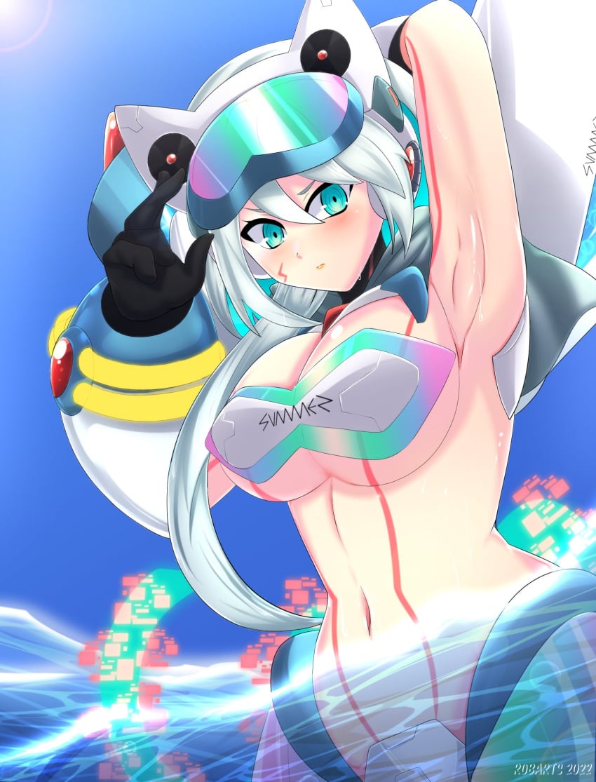 1girls alternative_costume android ico_(mega_man) mega_man mega_man_x_dive robarts_hallway robot_girl swimsuit swimsuit_ico_(x_dive) tagme