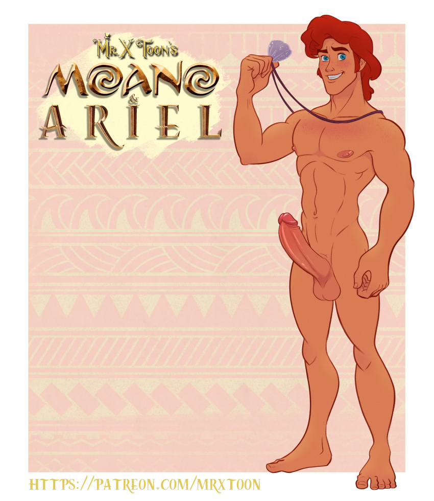 1boy ariel casual disney erect_penis erection genderswap_(ftm) human male male_only mr._x-toon neckwear pale_skin rule_63 solo solo_focus solo_male the_little_mermaid