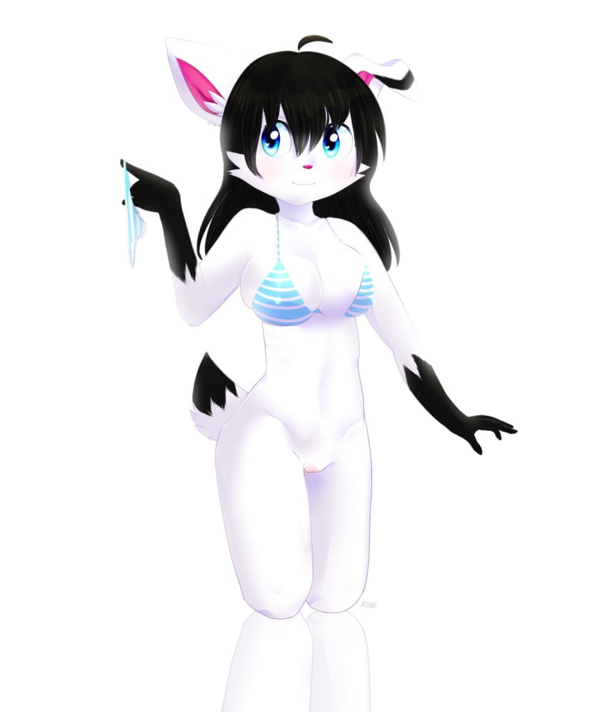 animation_meme_community anthro big_breasts bikini_top black_fur black_hair miine miineh tagme