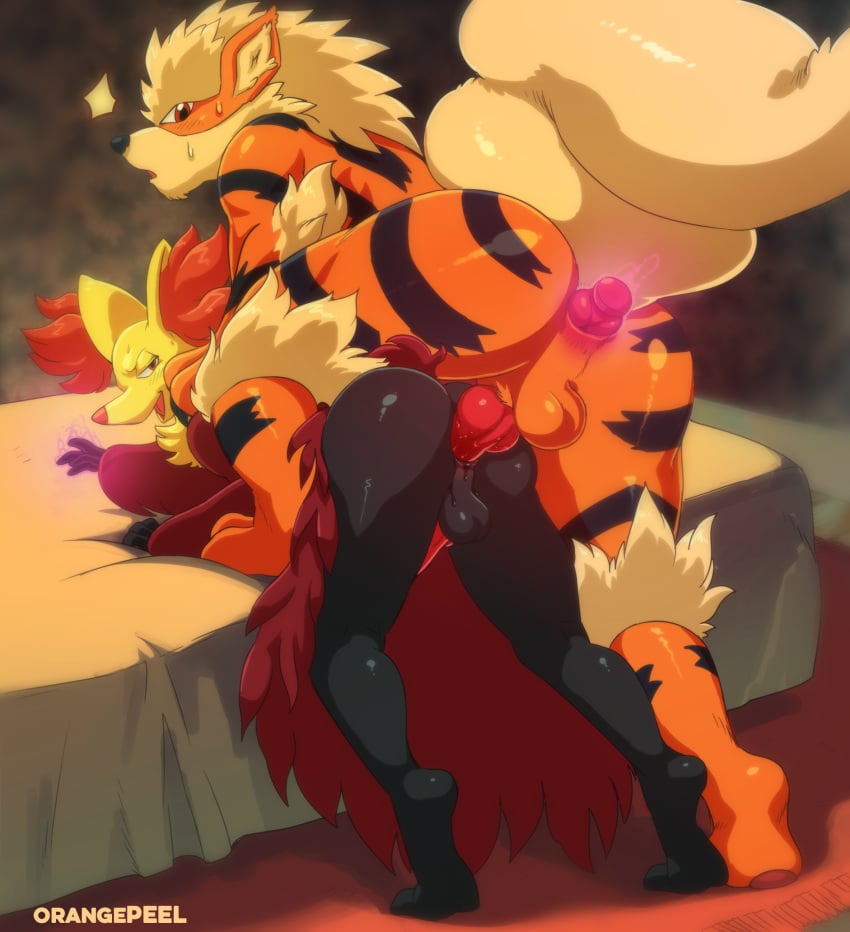 2boys all_fours anal anal_sex anal_tugging anthro arcanine ass ass_up backsack balls bent_over black_body black_fur black_stripes blush canid canine delphox dildo duo erection femboy fox from_behind_position fur genitals girly hi_res hindpaw interspecies knot larger_male magic magic_user male male/male male_only male_penetrated male_penetrating male_penetrating_male mammal mounting multicolored_body multicolored_fur nintendo nude open_mouth orange-peel orange_body orange_fur paws penetration penis pokemon pokemon_(species) red_body red_fur sex sex_toy size_difference smaller_male standing step_pose stripes tiptoes toying_partner two_tone_body two_tone_fur video_games yaoi yellow_body yellow_fur