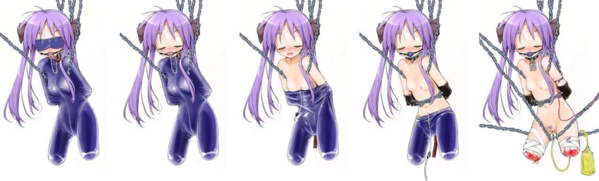 amputation amputee ball_gag bondage_gear chains drugged gag gimp guro kagami_hiiragi latex lucky_star nude peeing torture