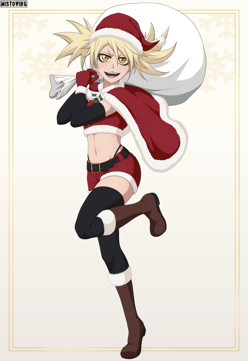 1girls bleach blonde_hair christmas christmas_outfit female female_only fully_clothed hiyori_sarugaki mistowing sarugaki_hiyori solo tagme thong whale_tail yellow_eyes