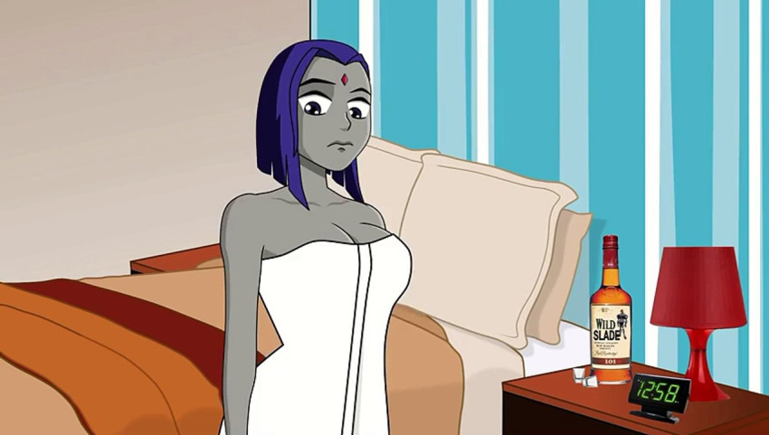 alcohol cartoon_hook-ups dc dc_comics motel rachel_roth raven_(dc) straight_hair tagme teen_titans towel winky_dink_media