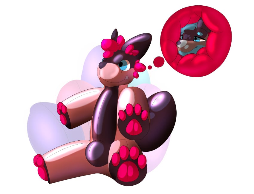 absurd_res aldrasyl anthro bitchsuit bondage bound bulge canid canine canis cosflation encasement hi_res inflatable male mammal pool_toy solo trapped wolf