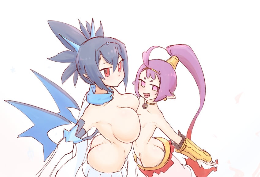 alternate_version_available ass breasts disgaea disgaea_2 disgaea_5 disgaea_rpg flamelord_majorita frostlord_rozalin large_breasts liveactors majorita_(disgaea) multiple_girls nippon_ichi_software open_clothes pressing_breasts_together rozalin small_breasts topless topless_female