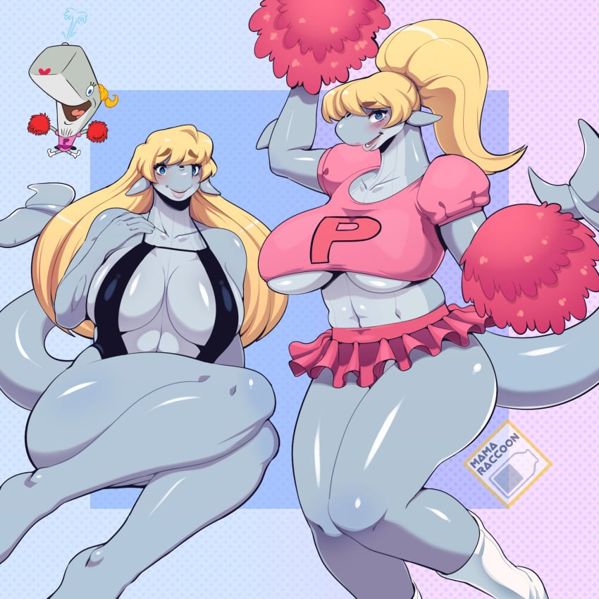 1girls anthro big_breasts breasts butter_sugoi cetacean cheerleader cheerleader_uniform female humanoid mammal marine nickelodeon pearl_krabs smooth_skin sperm_whale spongebob_squarepants tagme thick_thighs whale