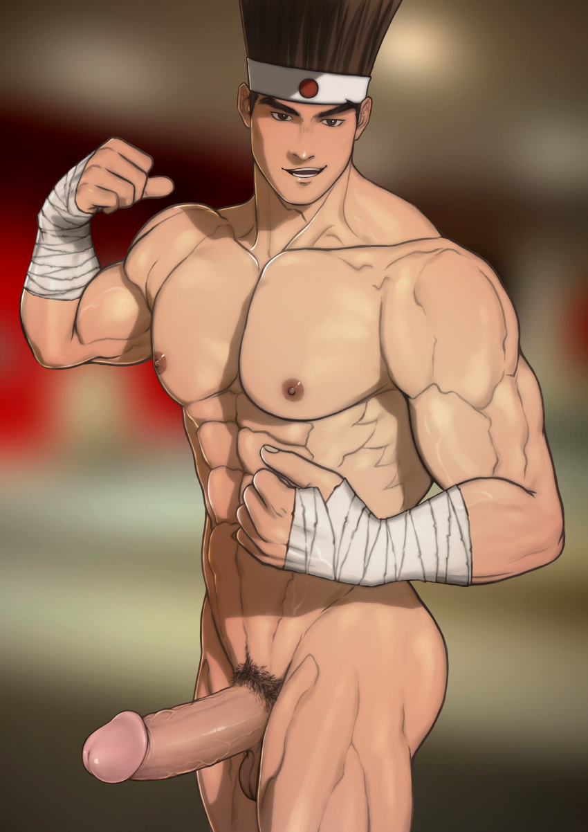 balls bandages bara big_balls big_penis boner erection fatal_fury gay headband hydaria joe_higashi king_of_fighters male male_only muscles muscular penis snk solo solo_male