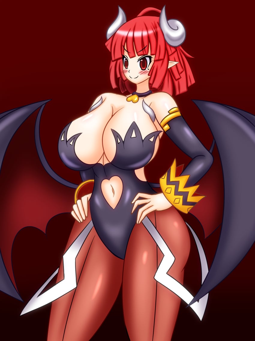 alternate_version_available breasts cleavage demon demon_girl demon_horns demon_wings la_pucelle_tactics large_breasts nippon_ichi_software overlord_priere priere skimpy_clothes tight_clothing tights yukari_ume