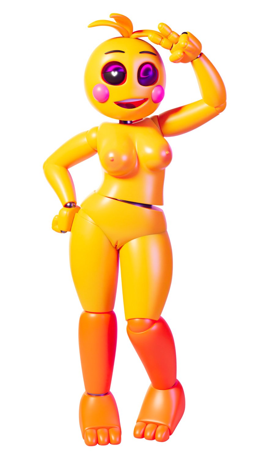 <3_eyes 3_toes 3d 3d_(artwork) 4_fingers absurd_res alpha_channel animatronic anthro areola ashleyorange avian ball_joints big_breasts bird bird_feet black_sclera breasts chicken digital_media_(artwork) doll_joints eyeshadow feet female fingers five_nights_at_freddy's five_nights_at_freddy's_2 galliform gallus_(genus) genitals gesture hand_on_hip head_feathers head_tuft heart hi_res looking_at_viewer machine makeup nipples nude one_eye_closed open_mouth open_smile orange_areola orange_body orange_nipples phasianid purple_eyeshadow pussy robot rosy_cheeks scottgames simple_background smile solo thick_thighs toes toy_chica_(ashleyorange) toy_chica_(fnaf) transparent_background tuft v_sign video_games white_eyes wide_hips wink winking_at_viewer yellow_body