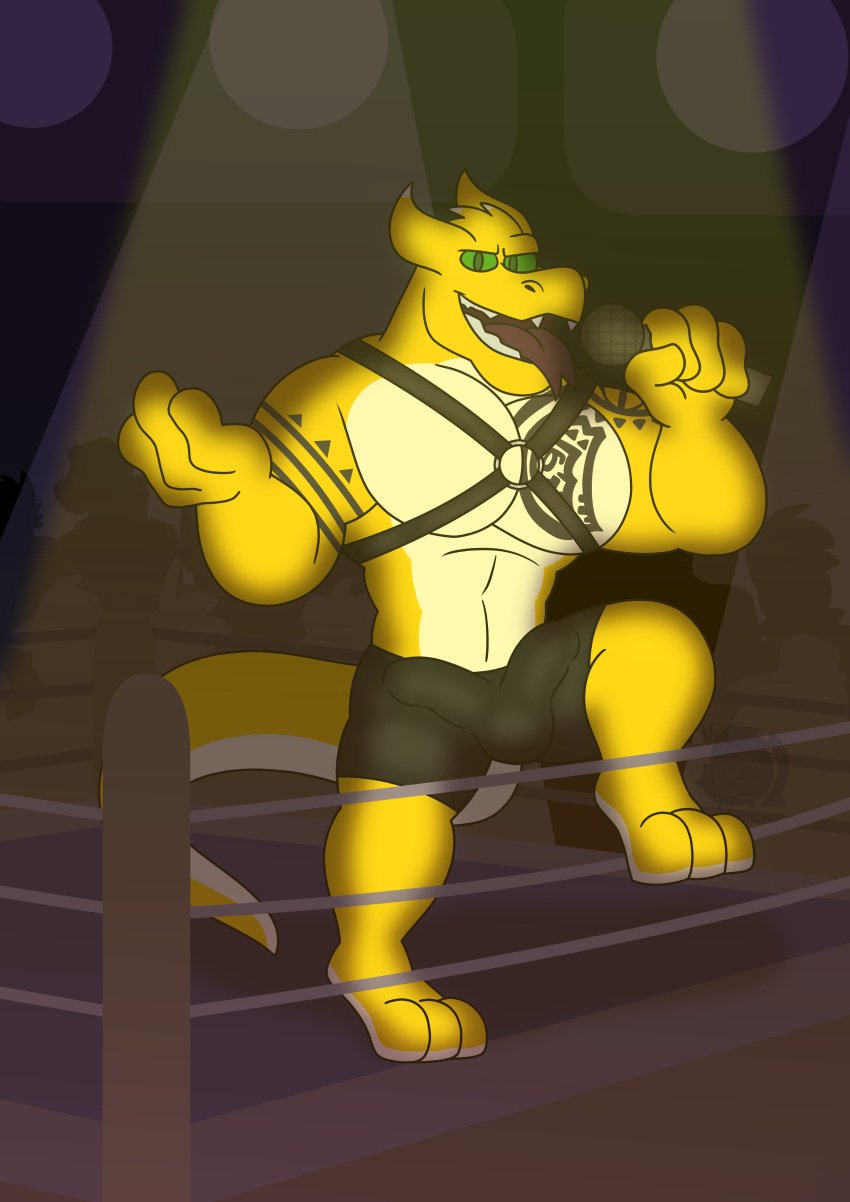 azzy_the_snek horns male_only scalie snake snake_humanoid wrestling wrestling_briefs