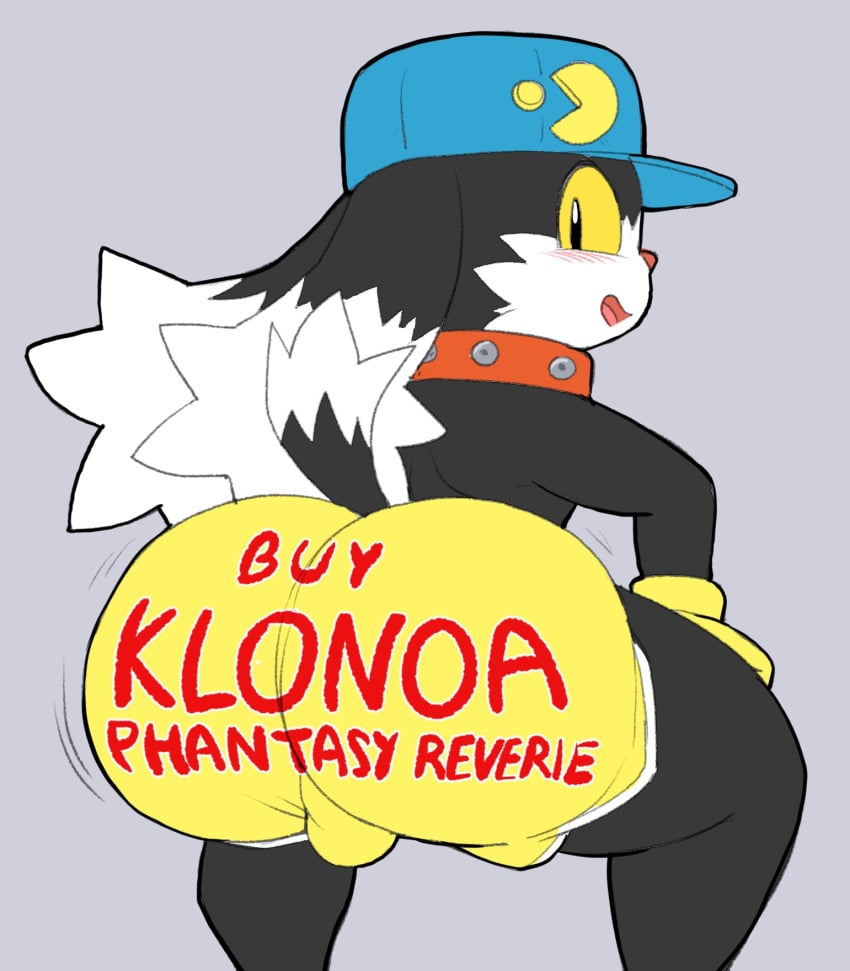 ass big_ass booty_shorts collar femboy furry gay klonoa klonoa_(series) male male_only pururing twerking